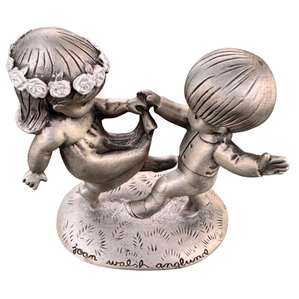 Joan Walsh Anglund Hallmark Fine Pewter Figurine Children Dancing 1980 Vintage